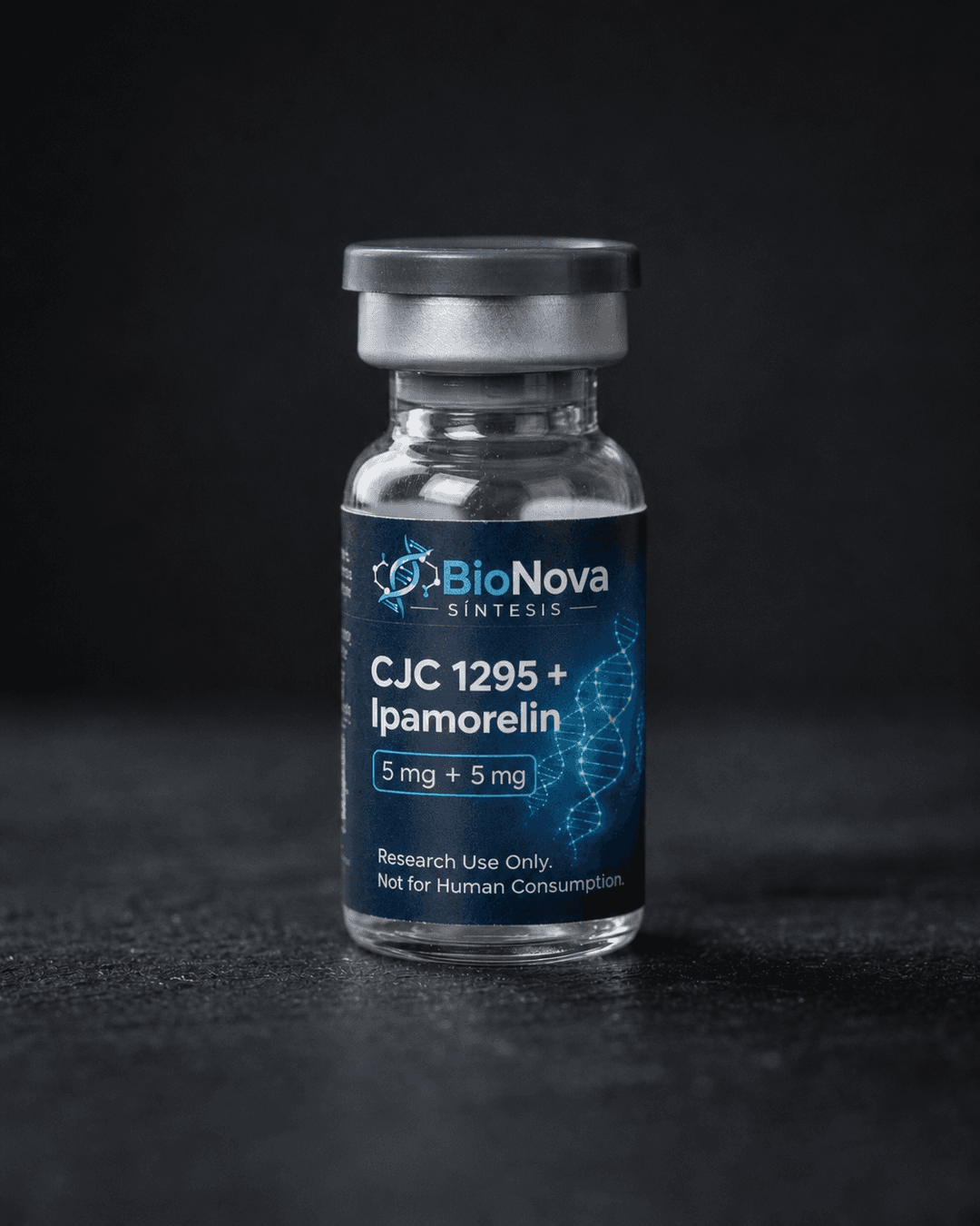 Vial BioNova CJC 1295 mas Ipamorelin 10 mg para uso exclusivo de investigacion