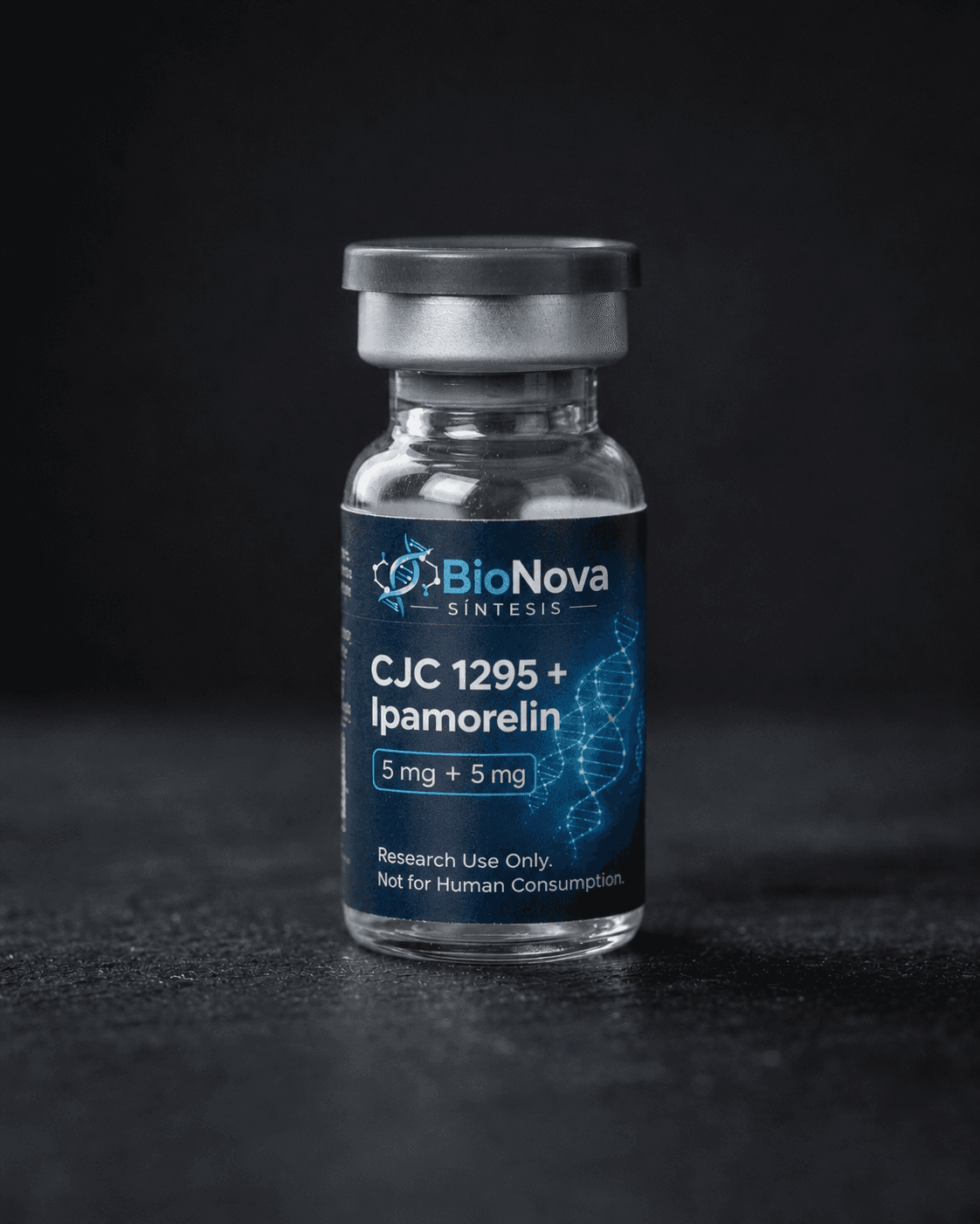 Vial BioNova CJC 1295 mas Ipamorelin 10 mg para uso exclusivo de investigacion
