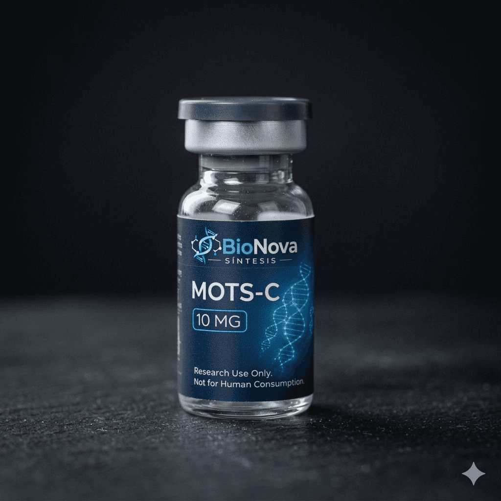 Vial BioNova MOTS-C 10 mg para uso exclusivo de investigacion