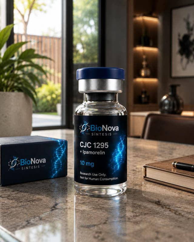 Vial BioNova CJC 1295 mas Ipamorelin 10 mg para uso exclusivo de investigacion