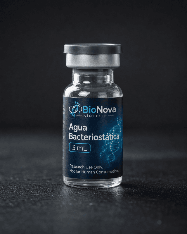 Vial BioNova de Agua Bacteriostatica 3 ml para uso exclusivo de investigacion