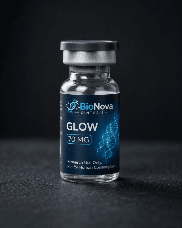 Vial BioNova GLOW 70 mg para uso exclusivo de investigacion