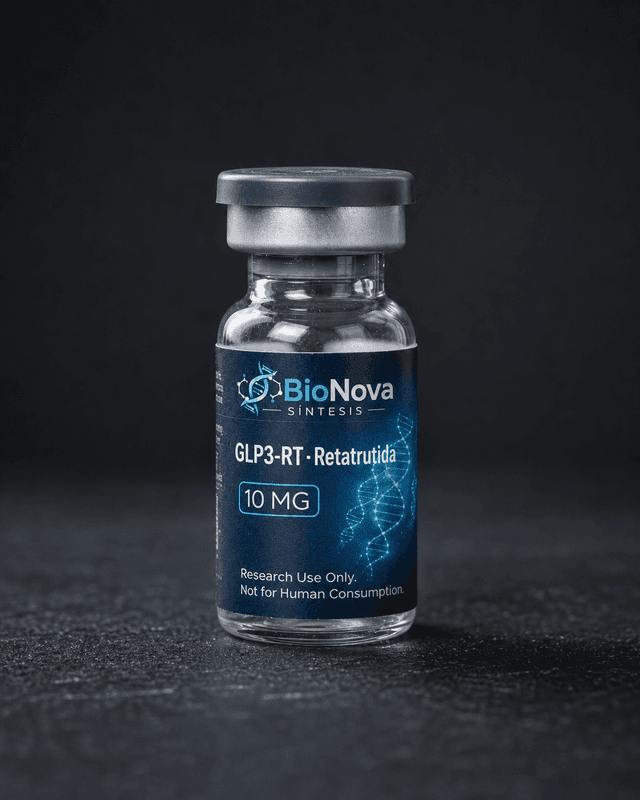 Vial BioNova GLP3-RT Retatrutida 10 mg para uso exclusivo de investigacion